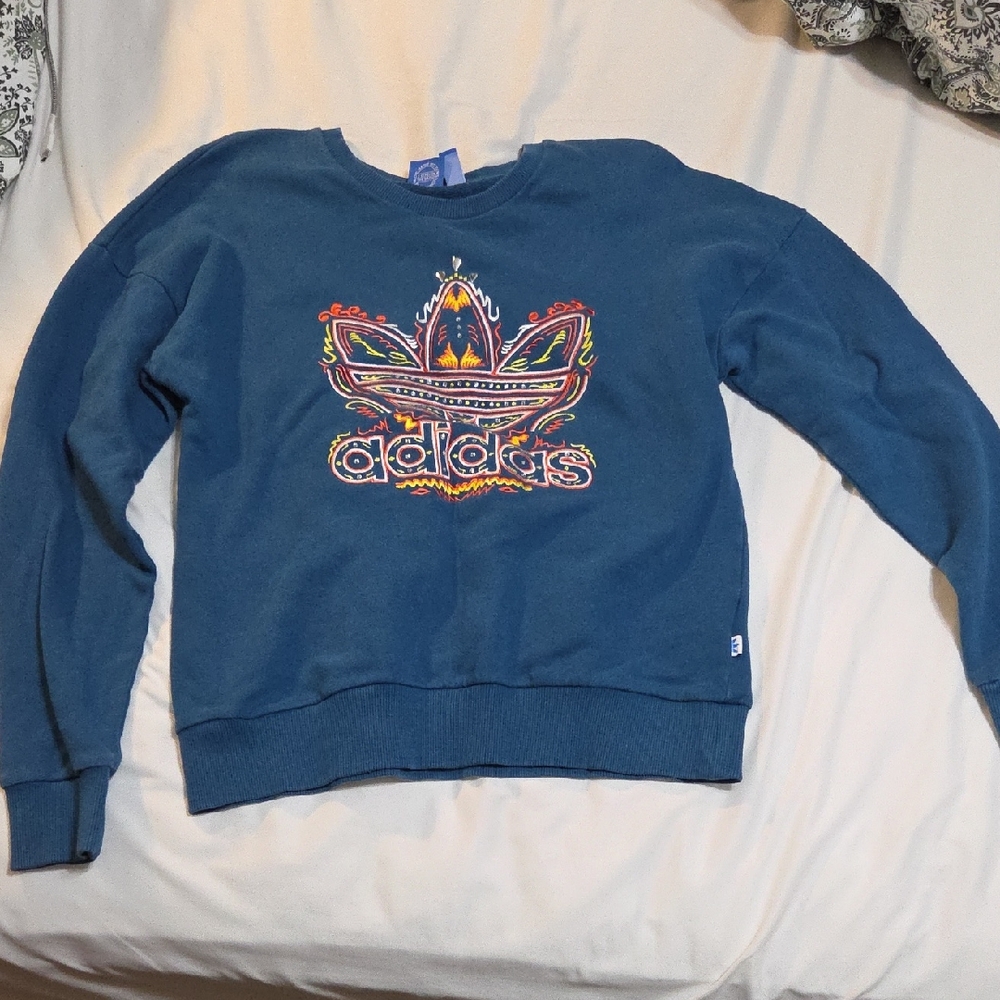 Adidas Women's Blue Graphic Sweater